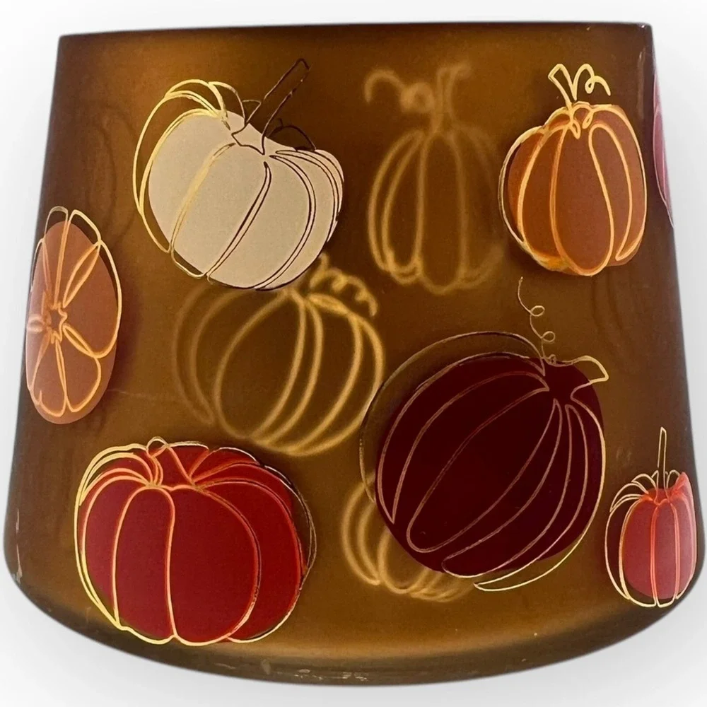 Yankee Candle Dancing Pumpkins Flickering Glass Shade Gold Red Green Orange Fall